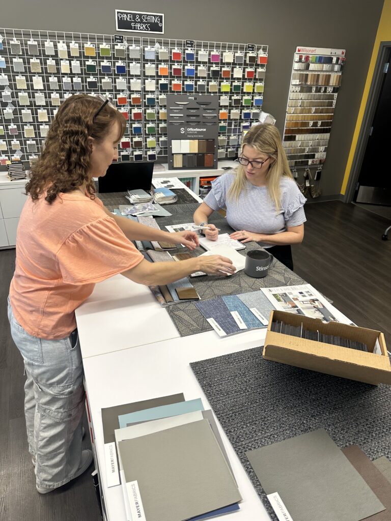 ROF designers choosing custom office layout design combinations