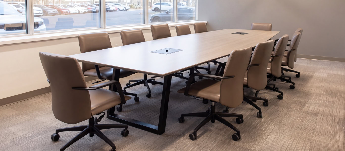 Conference room with meeting table and task seating, Melville, New York