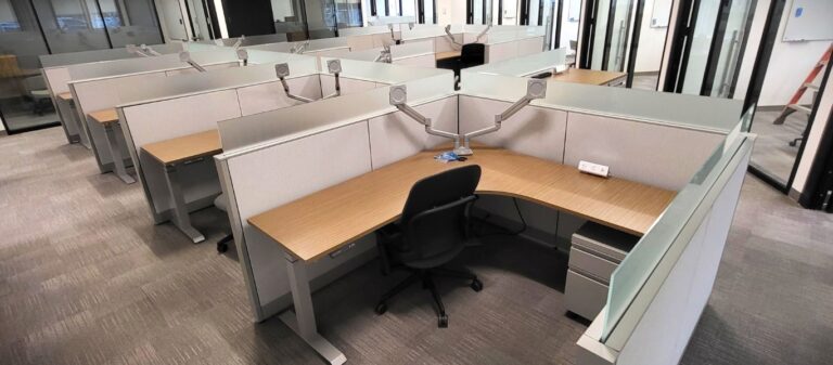 Remanufactured Steelcase Leap V2 task chair at a workstation
